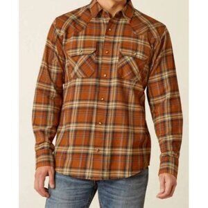 Ariat Hayden Retro Snap Size Large Flannel Roasted Pecan Long Sleeve $60 NWT